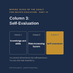 Making Sense of the Goals for Driver Education, Part 10 – Column 3: Self-Evaluation
